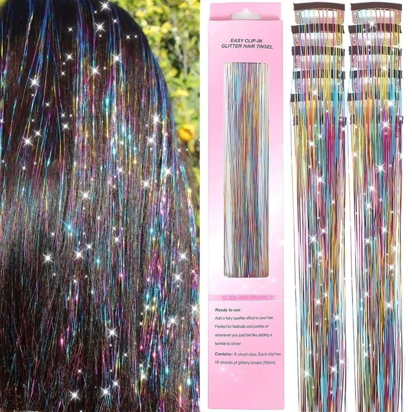 Hair Tinsel Kit - 18 Colors Holographic Hair Extensions | Heat Resistant Fairy Tinsel for Festivals & Parties