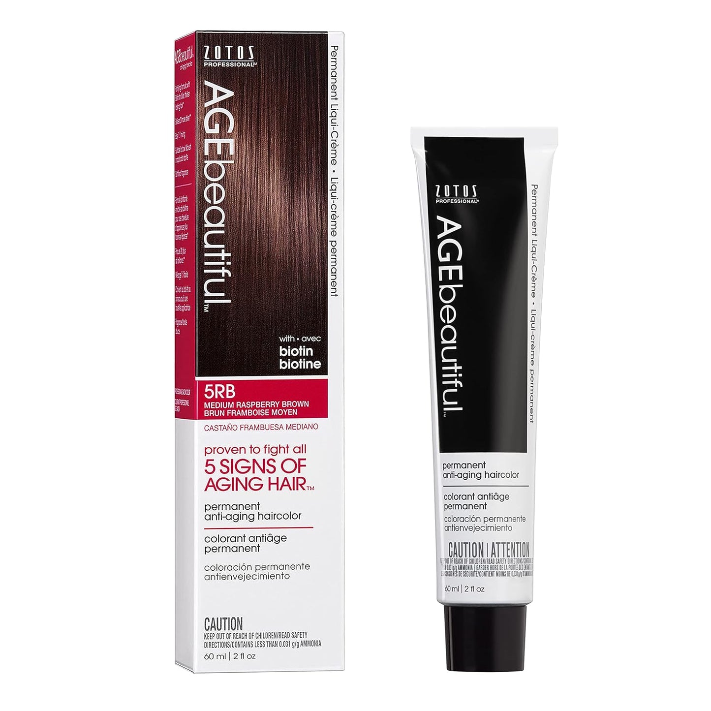 AGE Beautiful Permanent Hair Color Cream - 100% Gray Coverage Hair Dye with Biotin for Fuller, Thicker Hair | Professional Salon Quality