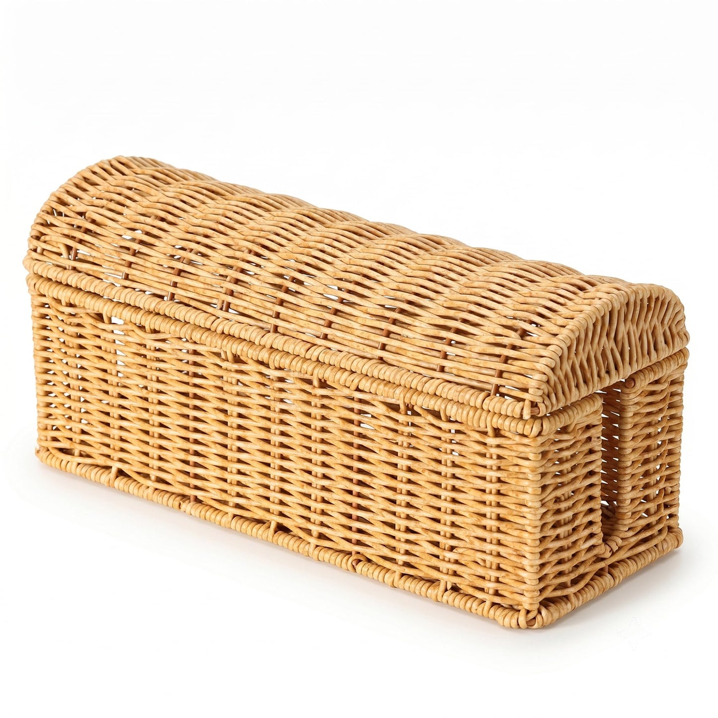 Cable Management Box, Handwoven Rattan Cable Organizer, Cord Organizer Box to Hide Cords & Power Strip, Boho Wire Hider Basket for Home Office, Dome Cover, Natural