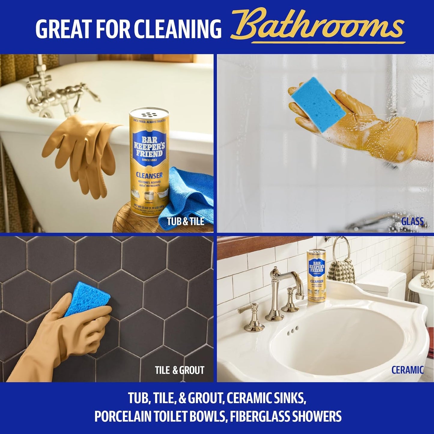Bar Keepers Friend Powder Cleanser - 12 oz | Multipurpose Degreaser for Stainless Steel Pots, Rust & Soap Scum Removal