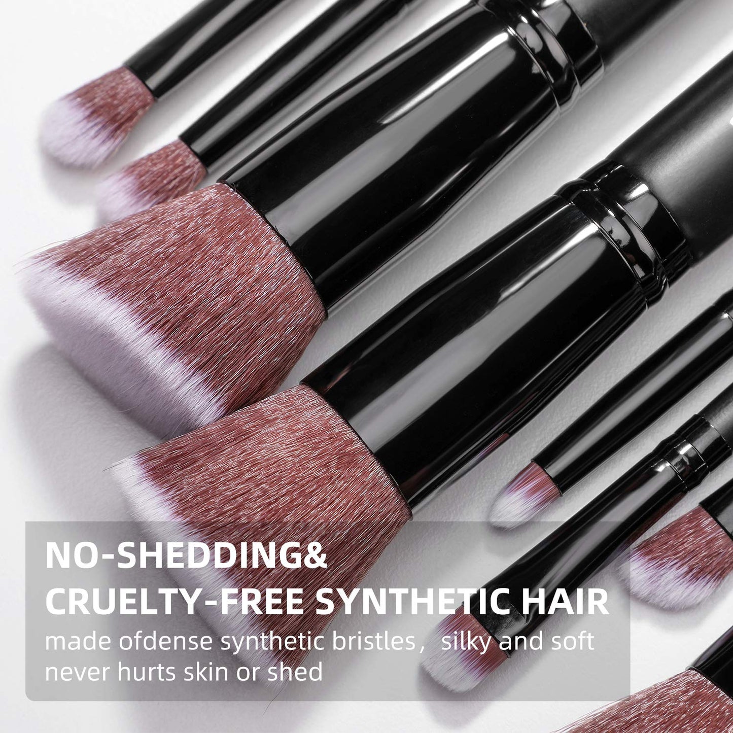 Premium Synthetic Makeup Brushes Set - 14 Pcs Foundation, Powder, Concealers & Eye Shadows | Rose Golden with Black Case