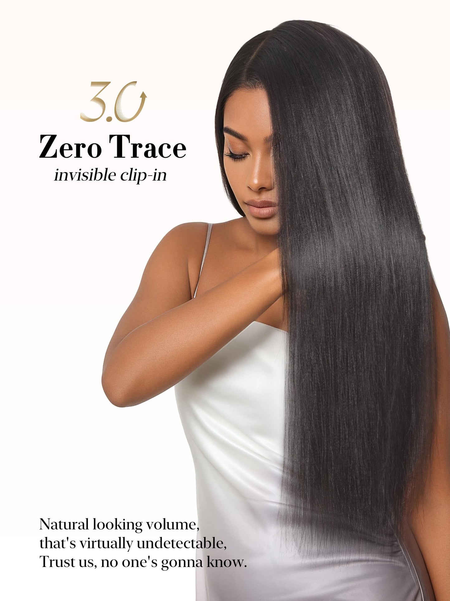 LUVME 0.59mm Zero Trace Invisible Clip in Hair Extensions, Yaki Straight 6 Pcs 100g 24 Inch, 100% Real Human Hair Clip Ins, Wider Wefts for Easy Sectioning and Long Yaki Length for Glam Looks