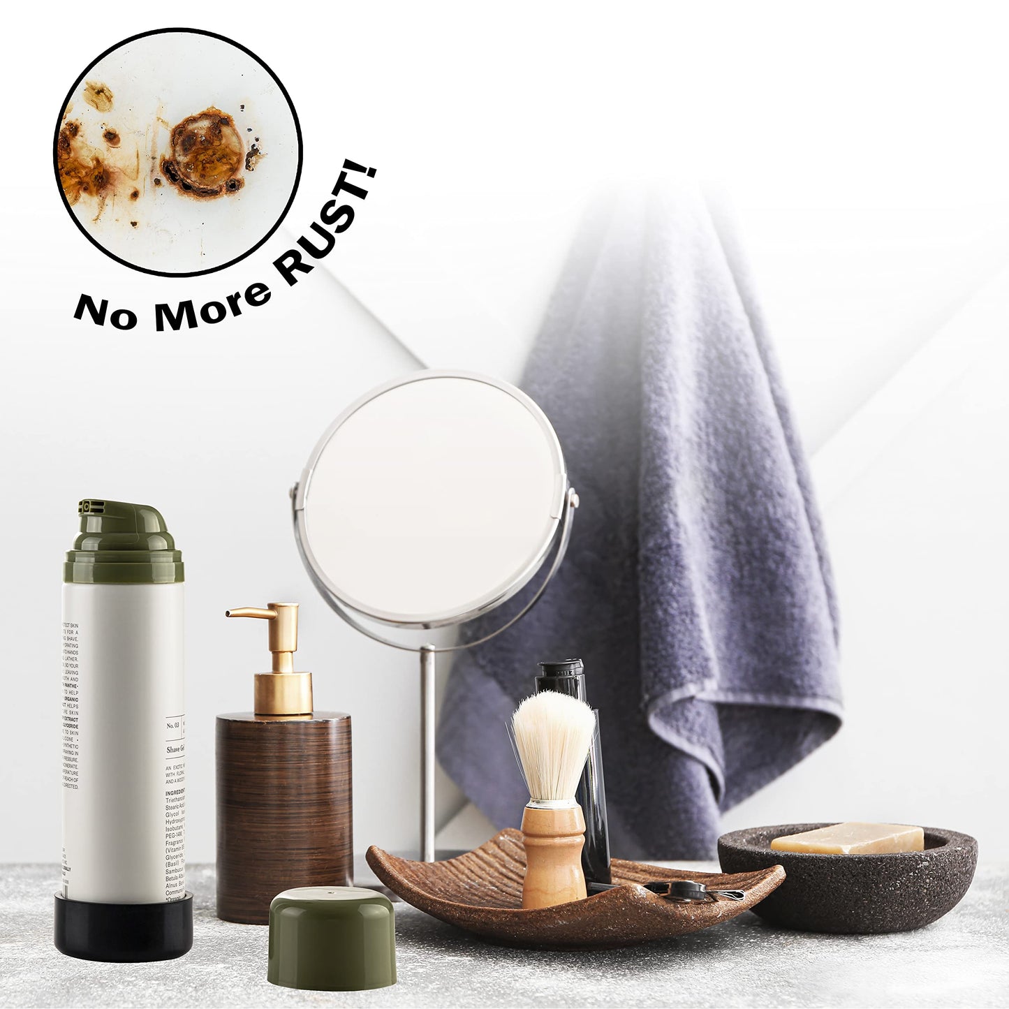 Avoid Shaving Cream Can Rust, Firm Rubber Bottom Prevents Stains, Regular Size 6 oz Aerosol Can and Gel Can