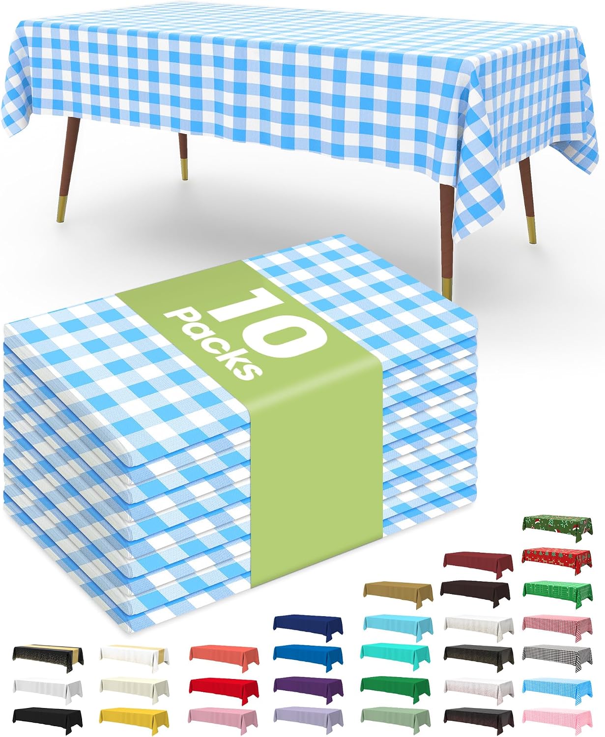 Plastic Table Cloths - 10 Pack Disposable 54 x 108 Inch for Parties, Picnics & Weddings | Rectangle White