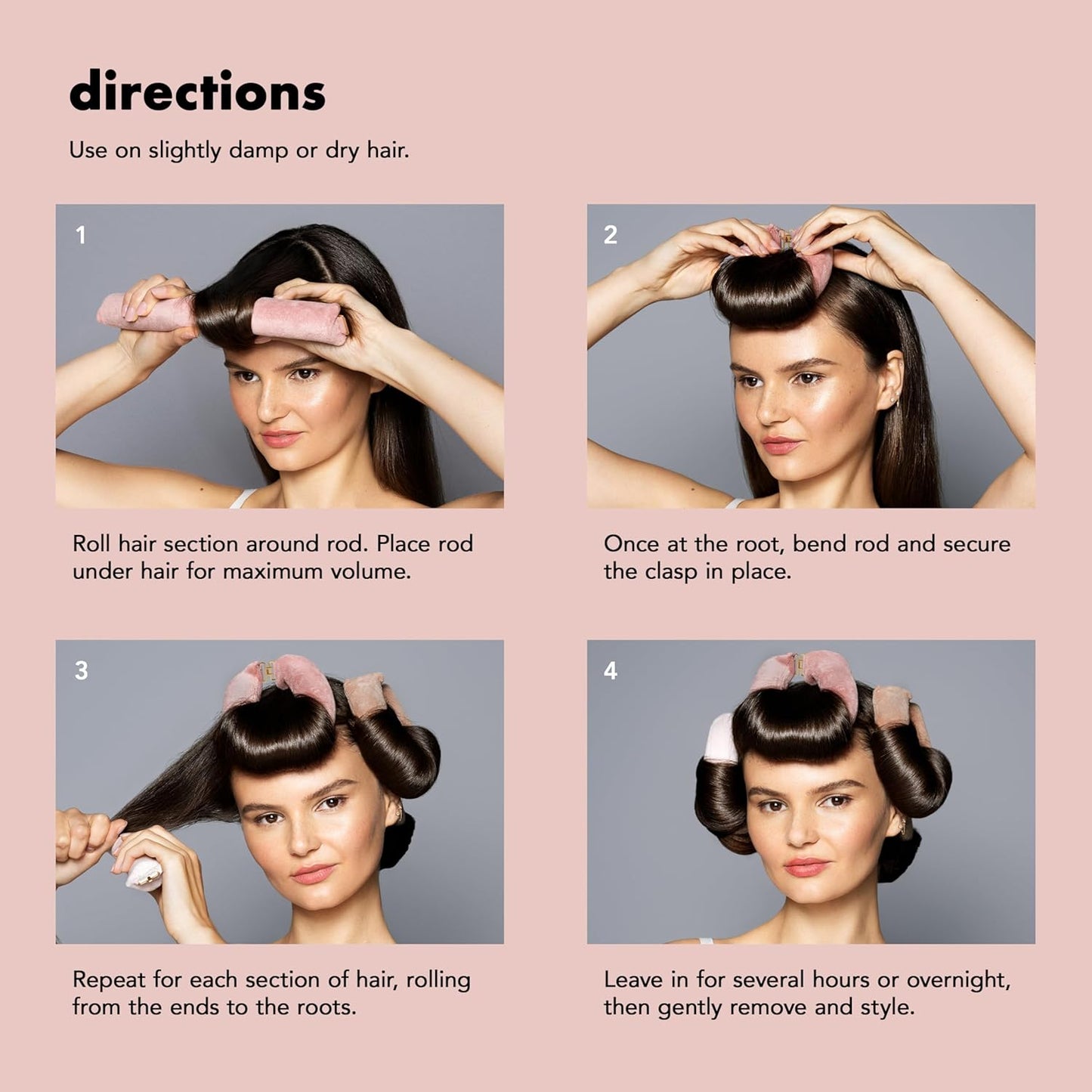 Volumizing Hair Rods - No Heat Overnight Curlers for Long & Medium Hair | 4 Pack, 10.5" Length