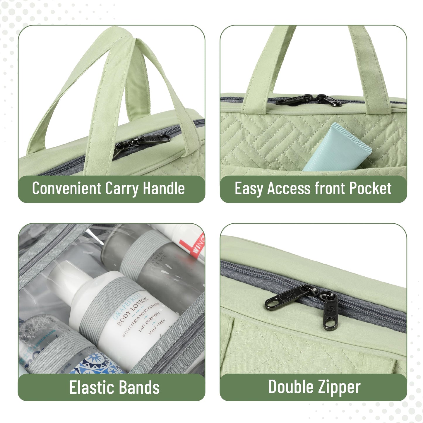 Ms. Pen- Travel Toiletry Bag Organizers, Sage Green
