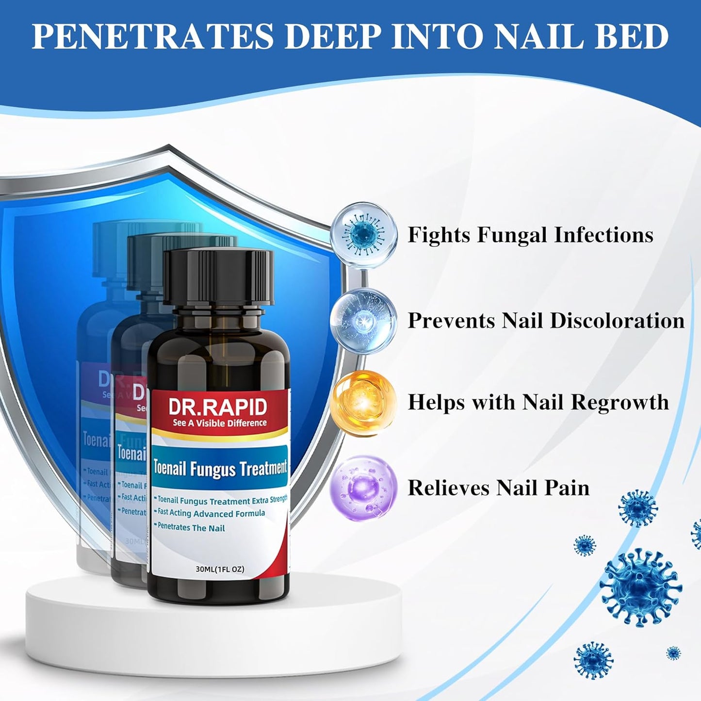 Toenail Fungus Treatment - Extra Strength Antifungal Solution with Tea Tree Oil | Fast-Acting Repair for Damaged Nails - 60ml/2fl oz