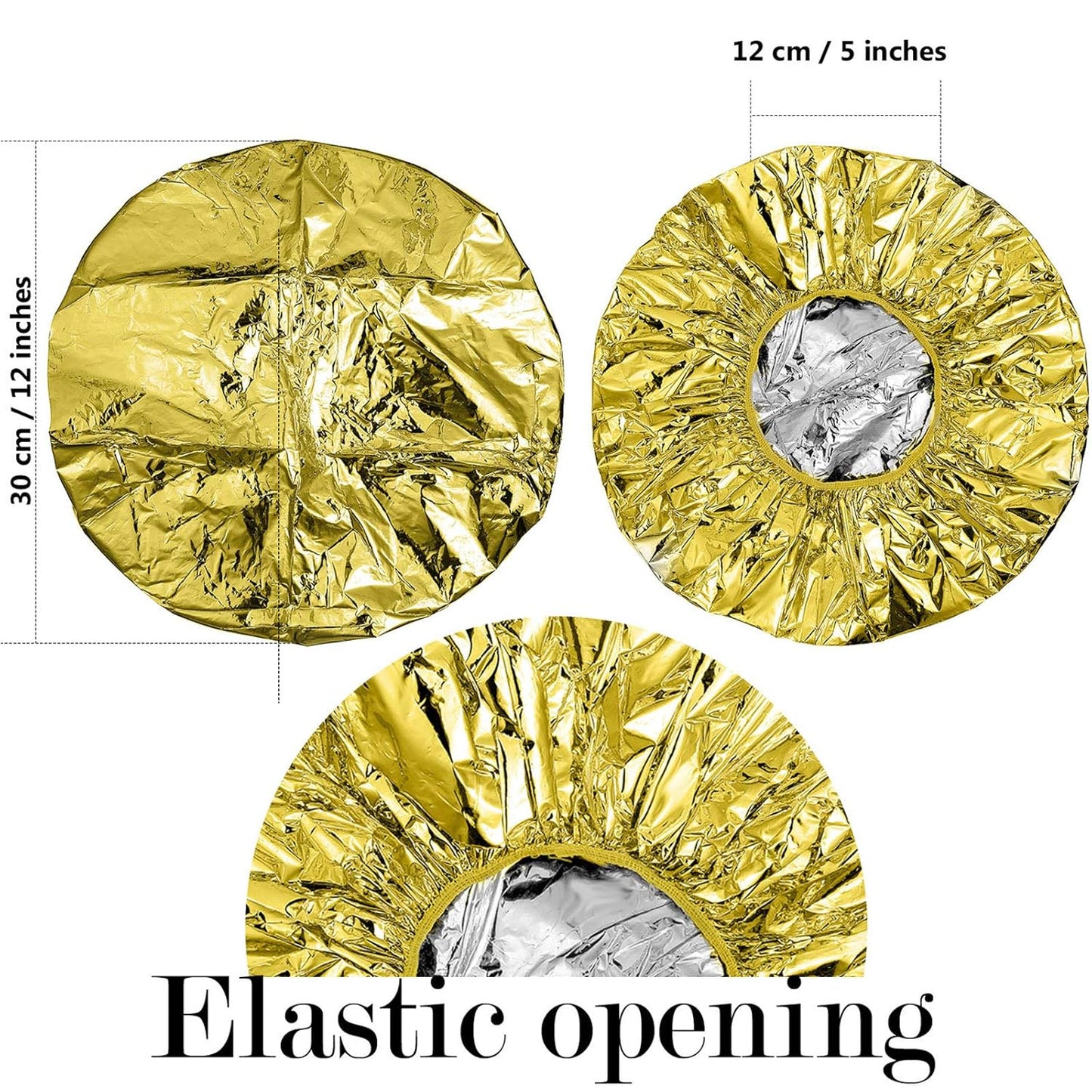 Deep Conditioning Caps - 12 Pieces Aluminum Foil Reusable Hair Coloring & Processing Caps | 12 Inch, Gold & Silver
