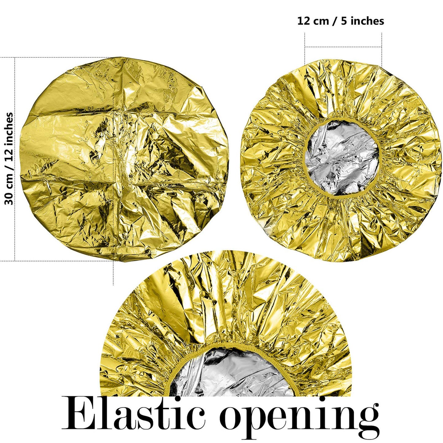 12 Pieces Deep Conditioning Caps Aluminum Foil Reusable Hair Processing Hair Coloring Shower Caps for Home Salon Use(12 Inch,Golden, Silvery)