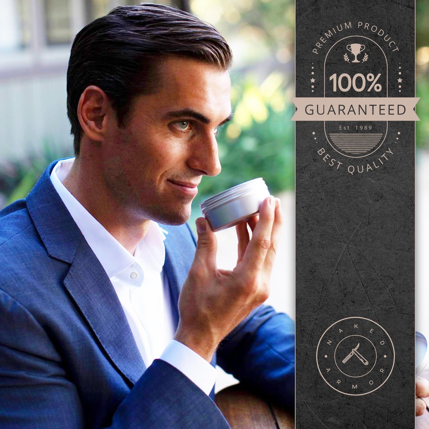Naked Armor Organic Shave Soap for Men - Large 7oz Shaving Soap Tin for Sensitive Skin & Wet Shaving - Handmade with Shea Butter & Essential Oils - Rich Creamy Lather (Tobacco)