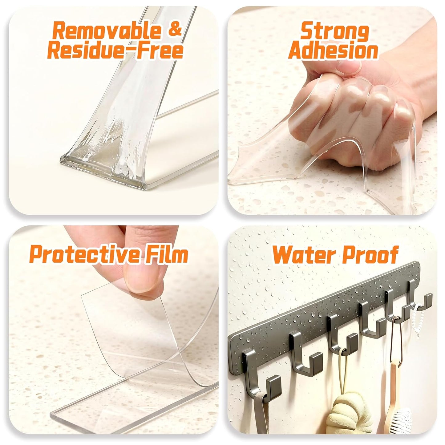 Heavy Duty Double Sided Tape - 1.18 in x 10 FT Clear Mounting Tape | Removable, No Residue for Indoor & Outdoor Use