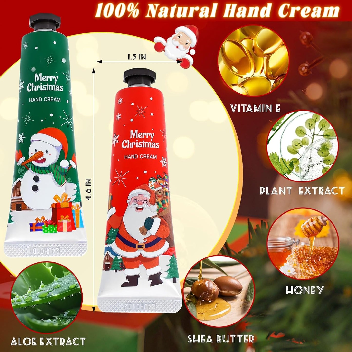 Christmas Hand Cream Set - 10 Pack Mini Lotion for Dry Cracked Skin | Travel Size Moisturizer