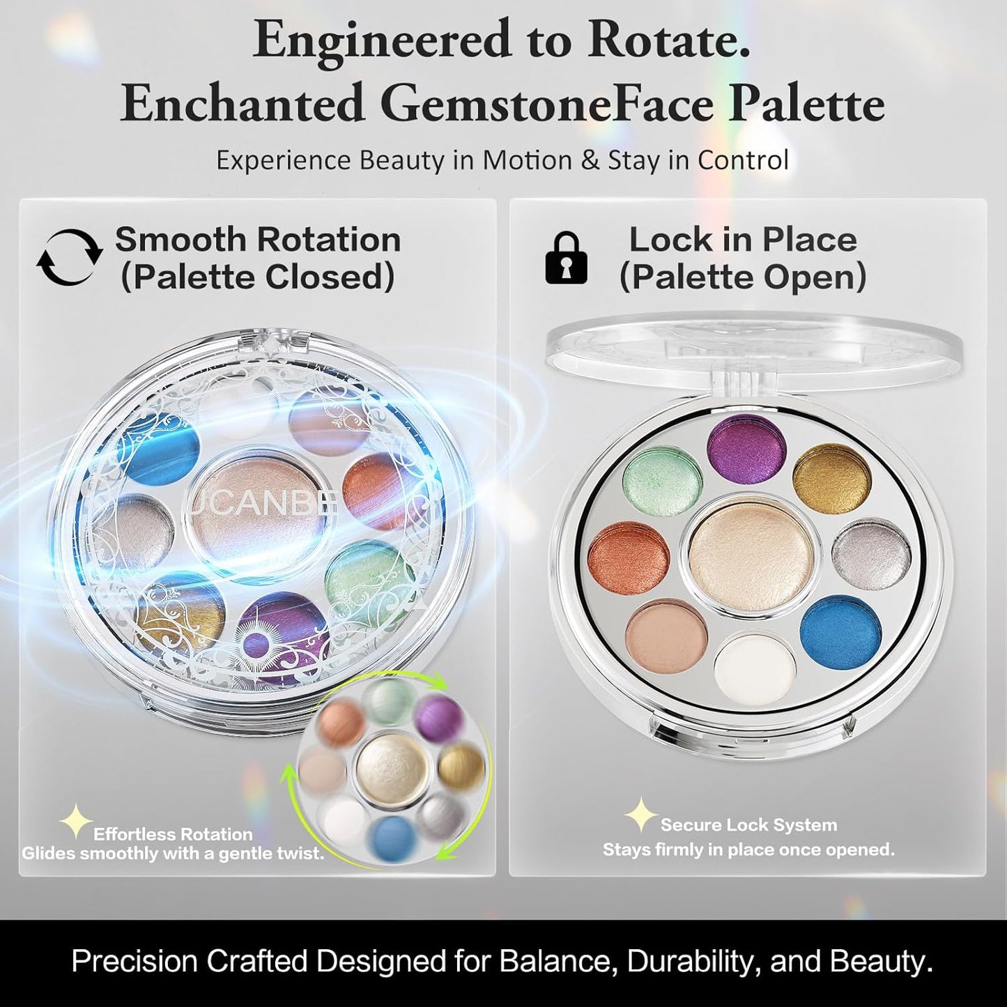 UCANBE Baked Eyeshadow & Highlighter Palette - High Pigment Matte & Shimmer | 03 Enchanted Gemstone