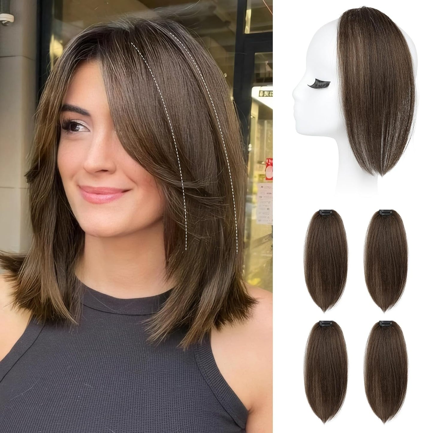Clip In Hair Volumizer - 12 Inch Thick Hairpieces for Extra Volume | Off Black, 2PCS