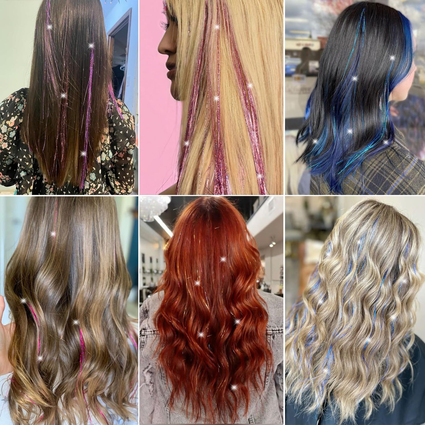 Hair Tinsel - 20 Color Sparkling Hair Extensions | 48-Inch Heat-Resistant Glitter Strands for Party & Festival