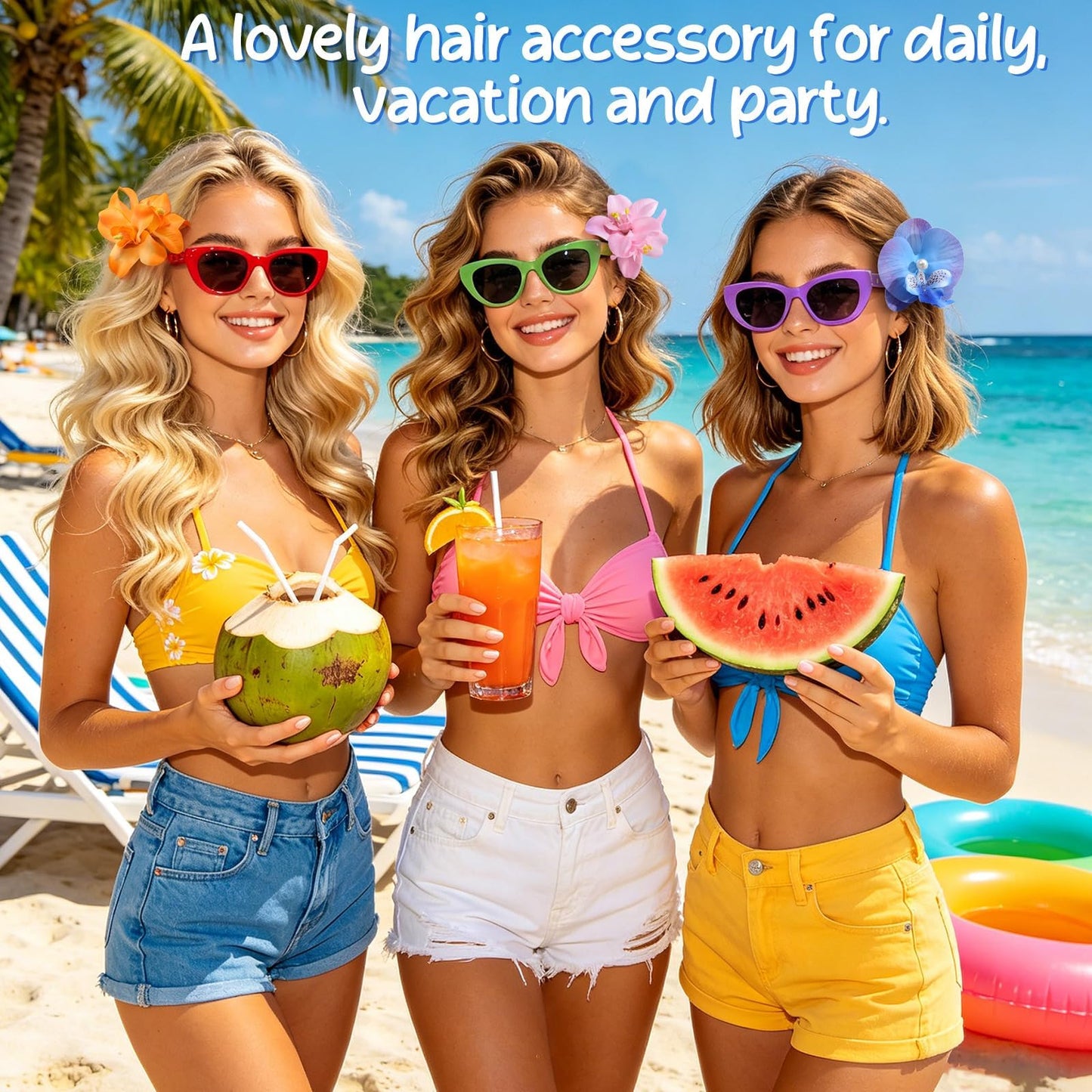 10 Pcs Hawaiian Flower Hair Clip for Women, 2 Styles Orchid Hair Clips Tropical Flower Hairpin Artificial Flower Hair Accessories for Vacation Beach Seaside Wedding