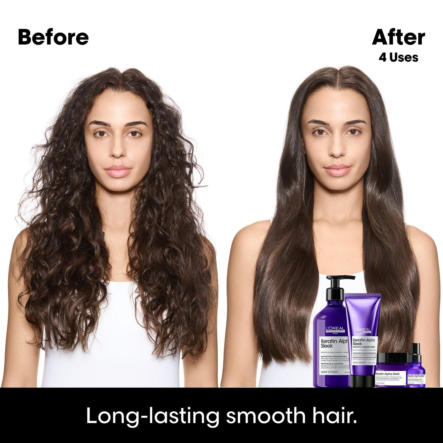 L'Oréal Professionnel Keratin Alpha Sleek Professional Hair Mask - Deeply Nourishes & Smooths, Long-Lasting Frizz Control, Instant Softness & Shine, For All Hair Types