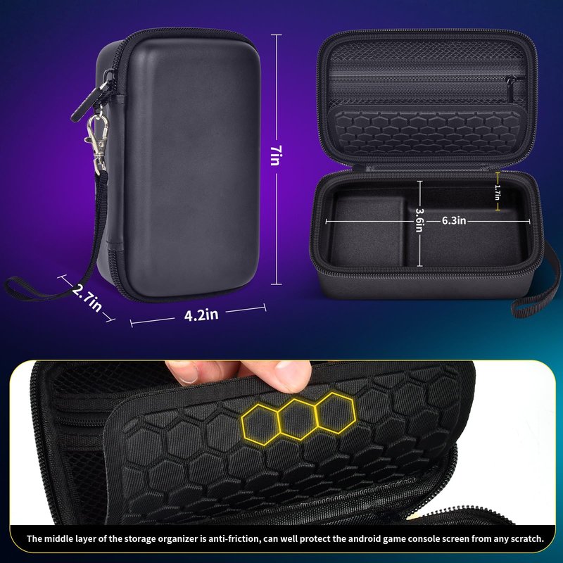 casmilee Retro Gaming Console Case for R36MAX Game Consoles, Handheld Gameboy Video Emulator Storage Holder Organizer, Portable Carrying Bag for USB Cables, SD Cards and Batteries (Box Only)