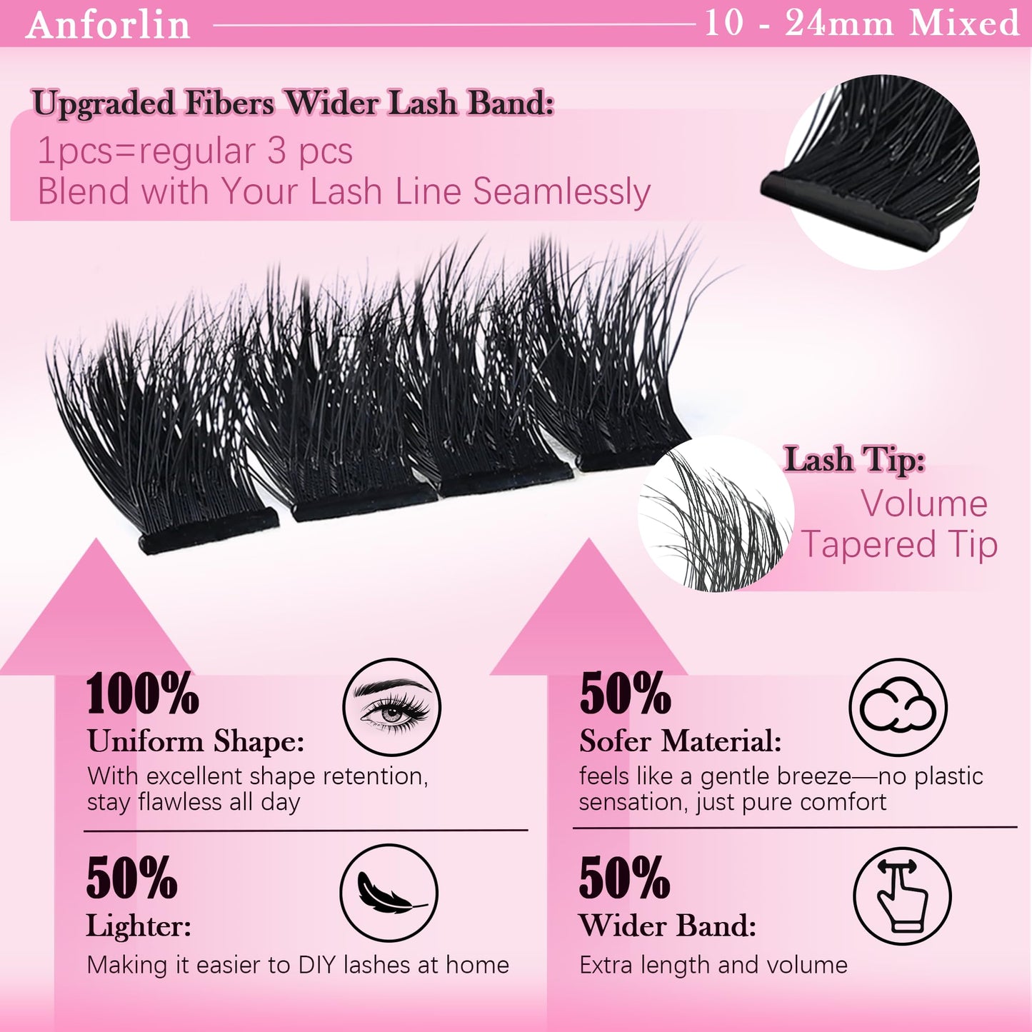 Thick Lash Clusters 14-20MM Volume Lash Extension 80D+180D+280D Eyelash Clusters 3 Styles Individual Lashes 280pcs Eyelash Extensions D Curly Lash Extension DIY at Home by Anforlin