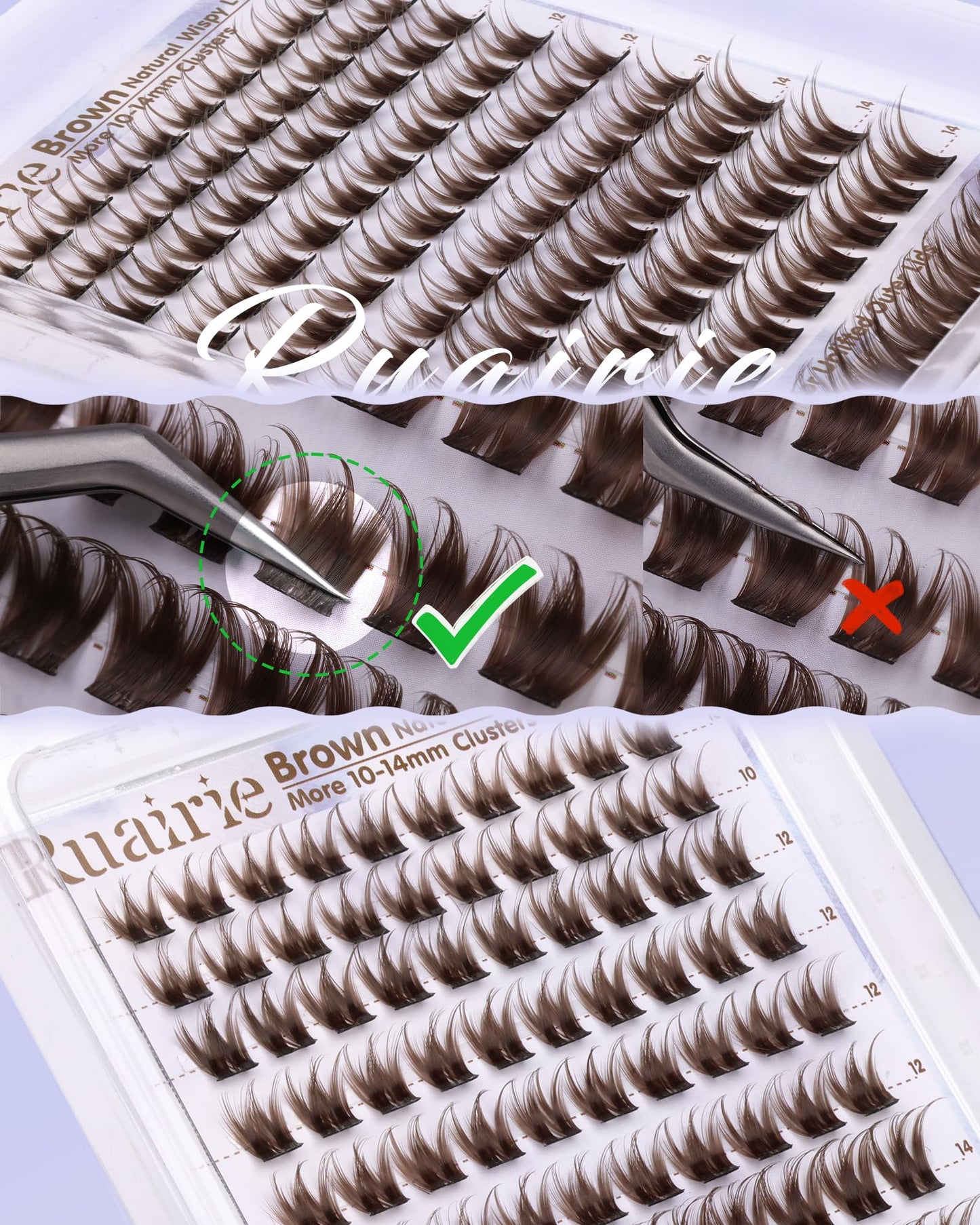 Black Brown Lash Clusters Wispy Eyelash Clusters Natural Flora Lashes Clusters More 10-14mm Cluster Eyelash Extensions DIY C-Curly Individual Lashes Fluffy Faux Mink Eyelashes Clusters by Ruairie