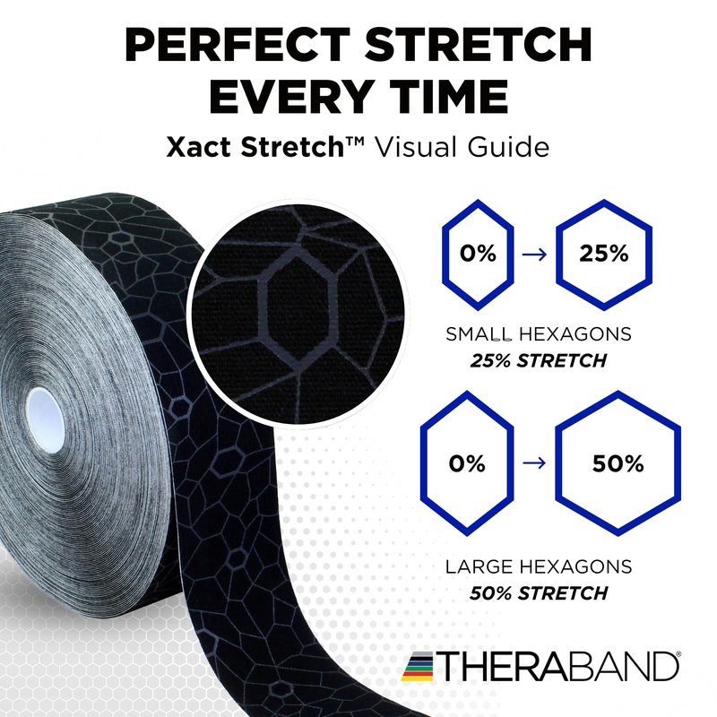THERABAND Kinesiology Tape, Black/Gray, 2'' X 103.3 Foot Bulk Roll, with XactStretch Indicators, Long-Lasting Athletic Tape for Shoulder & Knee, Latex-Free Sports Tape, Water Resistant, Cut-to-Length