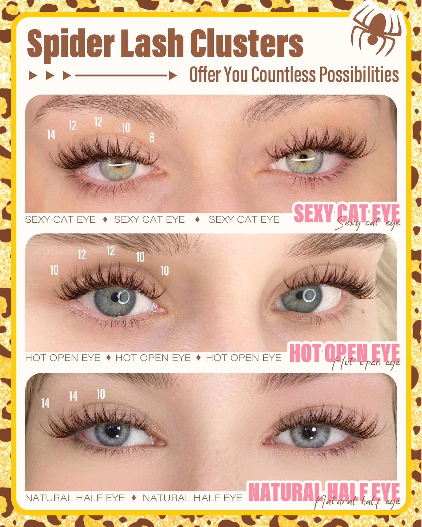 Brown Spider Lash Clusters Invisible Band Natural Eyelash Clusters CD-Curly Breeze Cluster Eyelash Extensions Spider Lashes Cluster Brown Wispy Individual Lashes 8-14MM by Zegaine