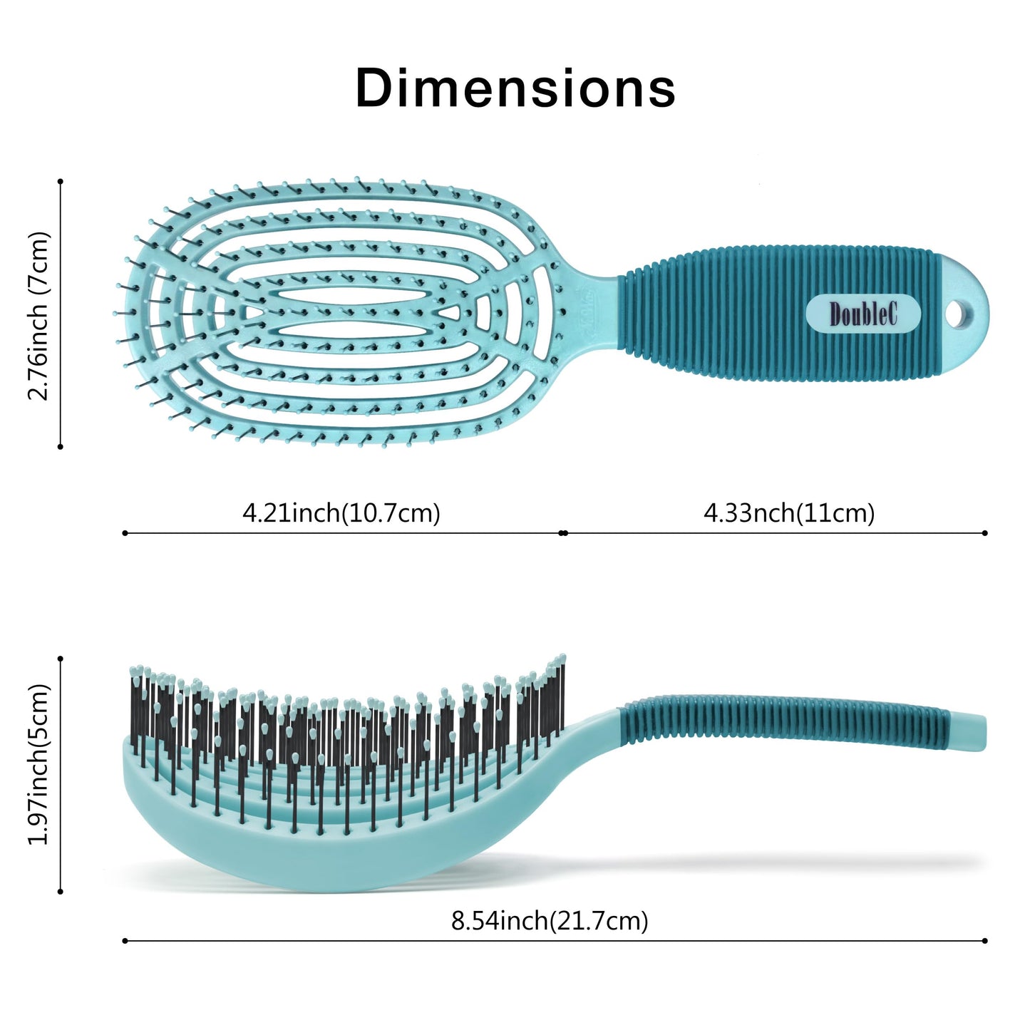 NuWay® DoubleC® Detangling Hair Brush – The Original Home Scalp-Care Brush – Patented Double Curved Scalp Care Hairbrush for Gentle Detangling, Volume Styling & Wet or Dry Hair (Grass Green)