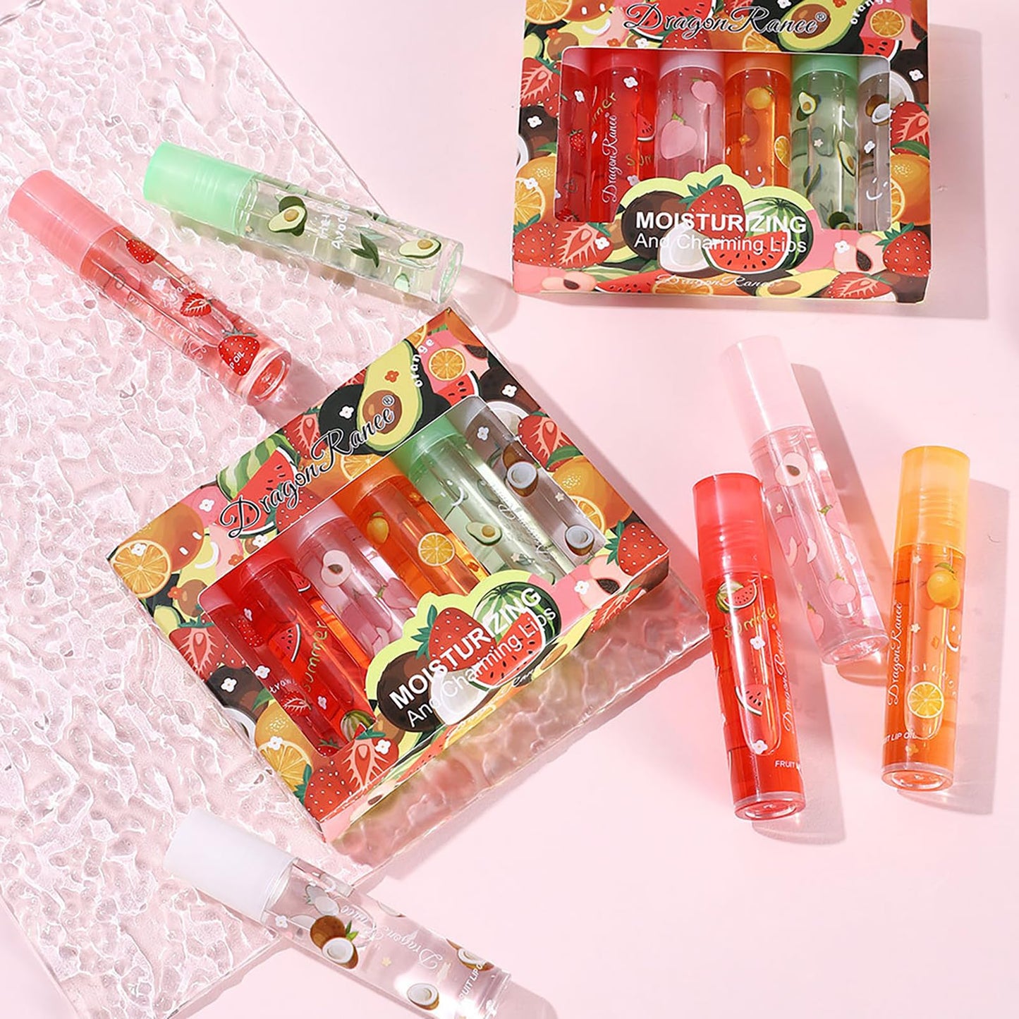 Lissymuse Nourishing Lip Oil Gloss Set, 6pcs Non-Sticky Moisturizing Smooth Glossy Finish Lip Glow Oil, Tinted Plumping Butter Lipgloss Long Lasting Lips Balm - Lips Care Stuff for Women Girls Teens