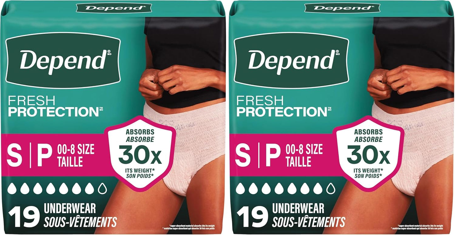 Depend Fresh Protection Adult Diapers - Maximum Absorbency Incontinence Underwear for Women | Large, Blush, 72 Count