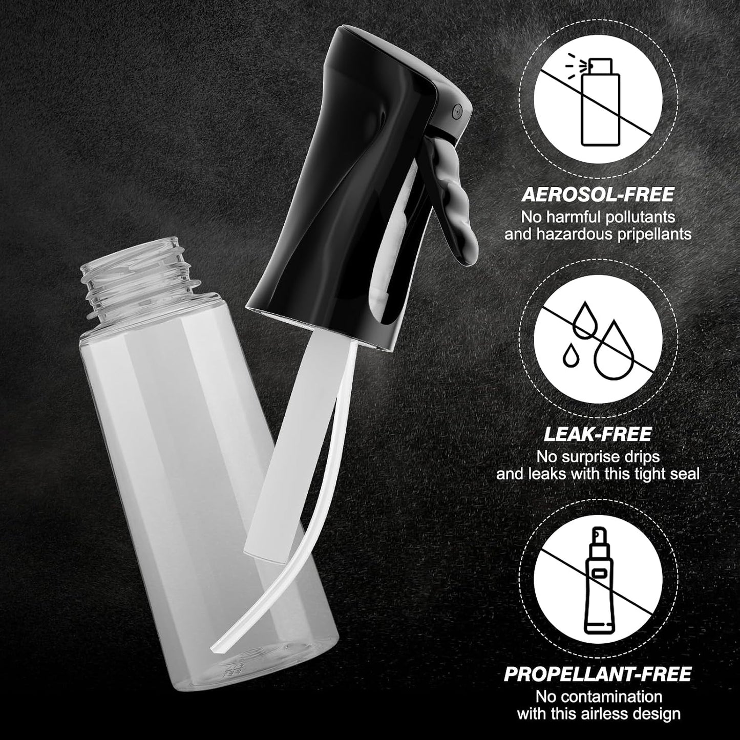 Continuous Spray Bottle for Hair - Ultra Fine Water Mister | 10.1oz/300ml, 2 Pack for Styling & Gardening