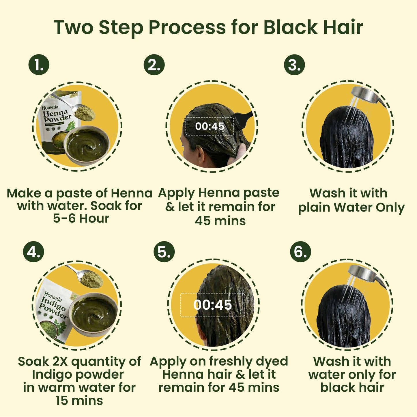 Indigo Powder Organic and Black Henna Powder for Hair Combo (7oz - 3.5oz each) - Natural Henna Indigo For Hair Dye - Black Hair Color (200g)