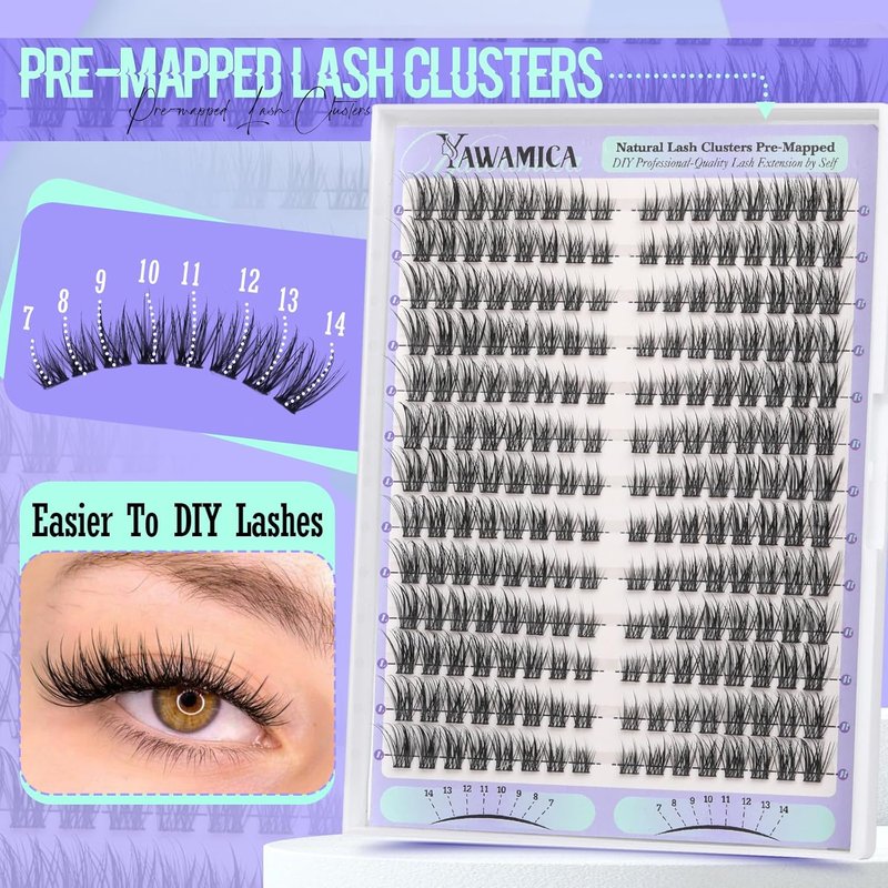 Natural Lash Clusters - Short Cat Eye Eyelash Extensions 7-14mm | Wispy C Curl DIY Lashes