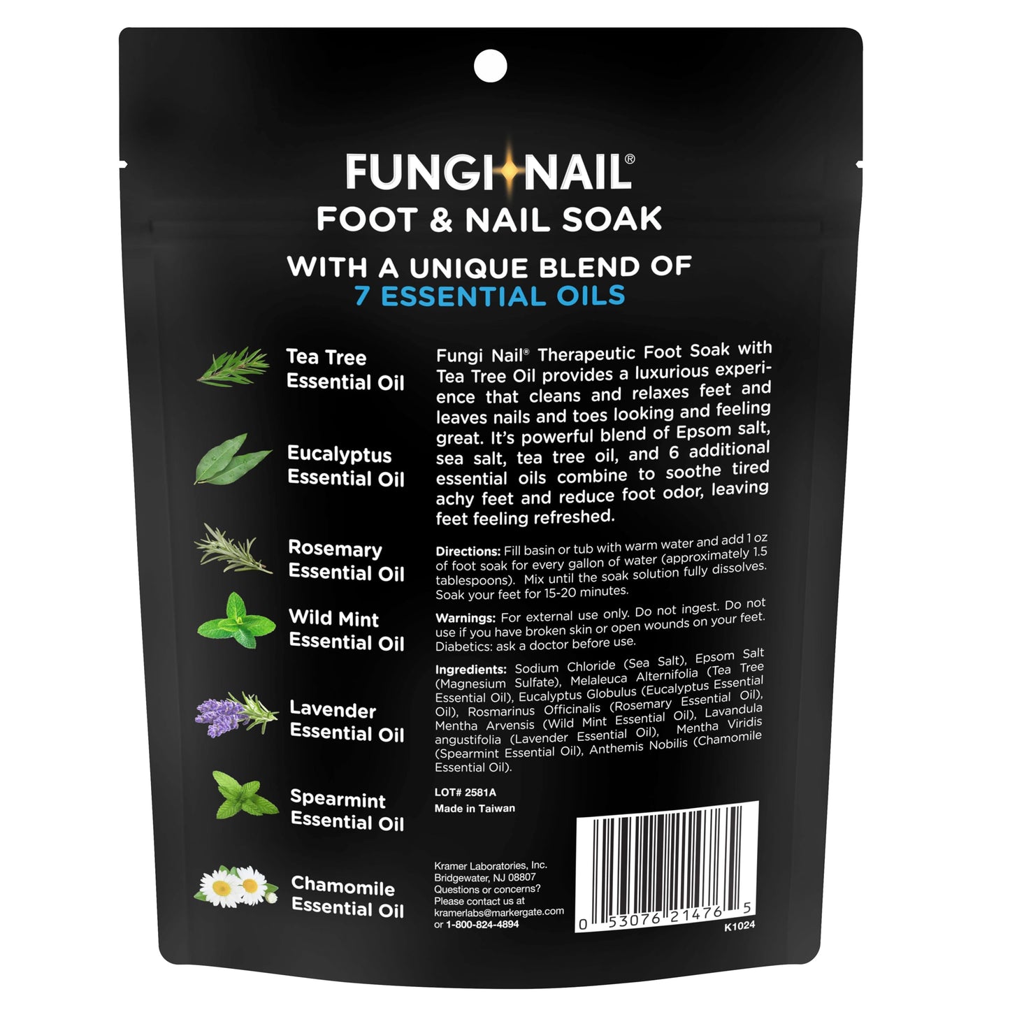 Fungi-Nail Foot & Nail Soak with Tea Tree Oil, 1 Pound, Moisturize, Reduce Foot Odor, & Soothe Aching Feet, Therapeutic Blend of Rich Mineral Epsom Salt, Pure Sea Salt, and 7 Essential Oils