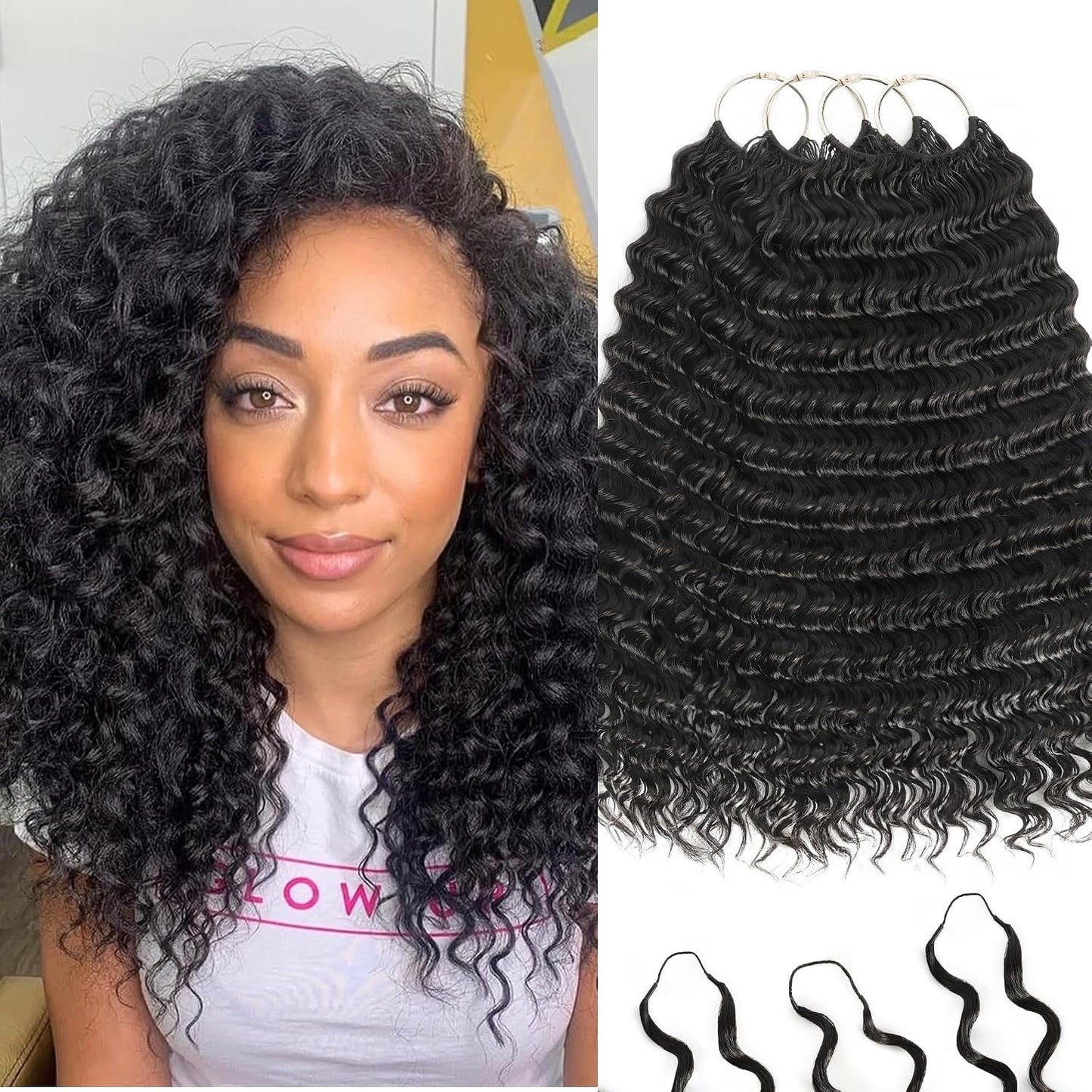 Feather Crochet Hair Extensions - 12 Inch 120g Invisible Miracle Knots for Black Women | Jerry Curly Pre-Separated Natural Black