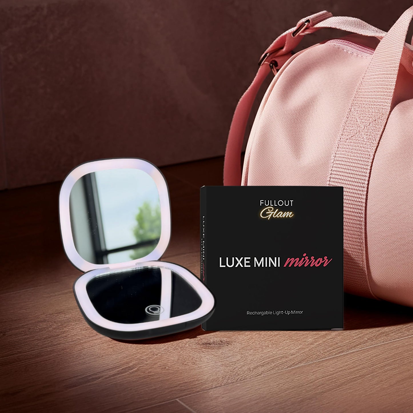 Full Out Glam Lux LED Lighted Compact Mirror | 1X + 10X Magnifying Makeup Mirror with Lights | USB-C Rechargeable & Dimmable for Detailed Touch-Ups