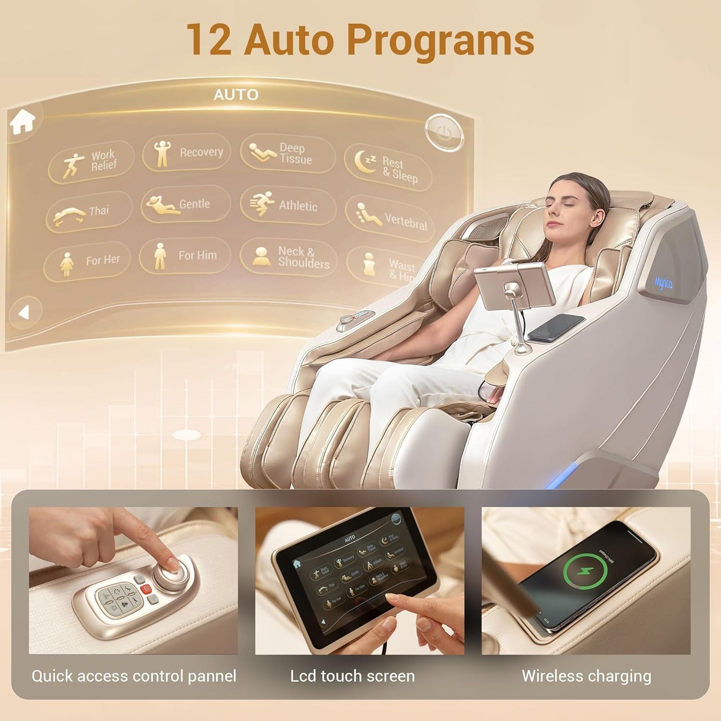 Full Body Massage Chair with Heat - Zero Gravity SL-Track 3D Massage, 12 Modes & Techniques | Calf & Foot Massage, Relaxation