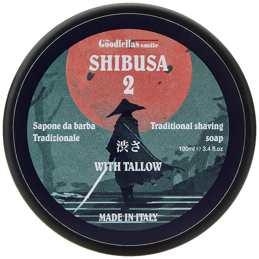 The Goodfellas' Smile,SHIBUSA 2 (Almond, Peach & Ylang Ylang), Luxury Itallian TALLOW Shaving Soap, Formulated for Use with A Shaving Brush, Made in Italy