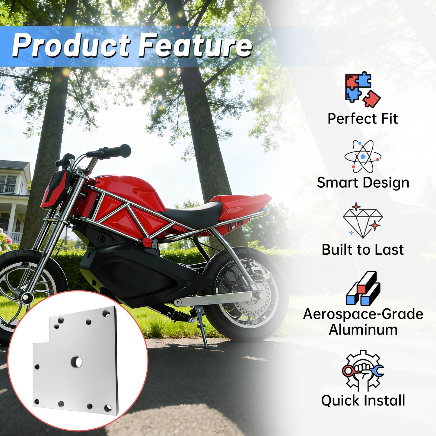 Motor Adapter Plate Set, Compatible with Razor RSF350 Models, Fit for MY1020 Motor Upgrade