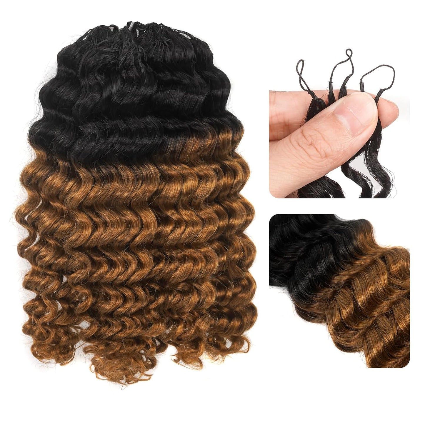 ToyoTress Ocean Wave Crochet Hair - 10 Inch Invisible Knotless Deep Curly Braiding Hair | Natural Color, 250G