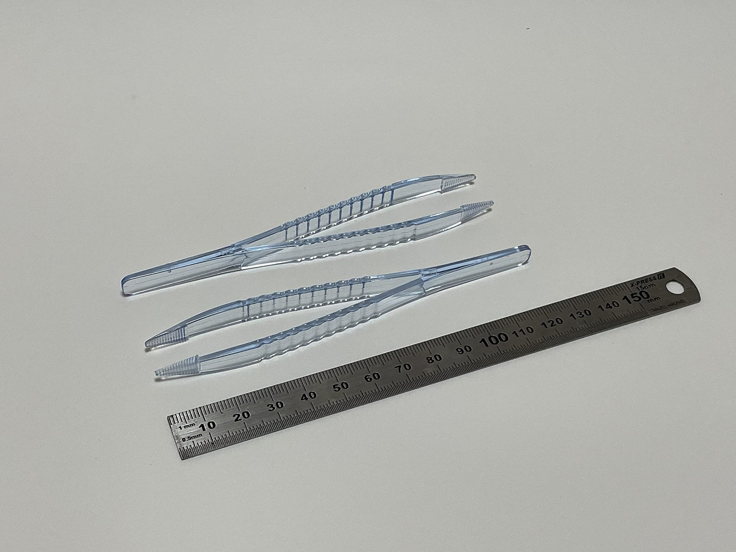 LUERFLEX Disposable Sterile Forceps Tweezers 5inch 125mm length Individually Wrapped Transparent Blue Pack of 12