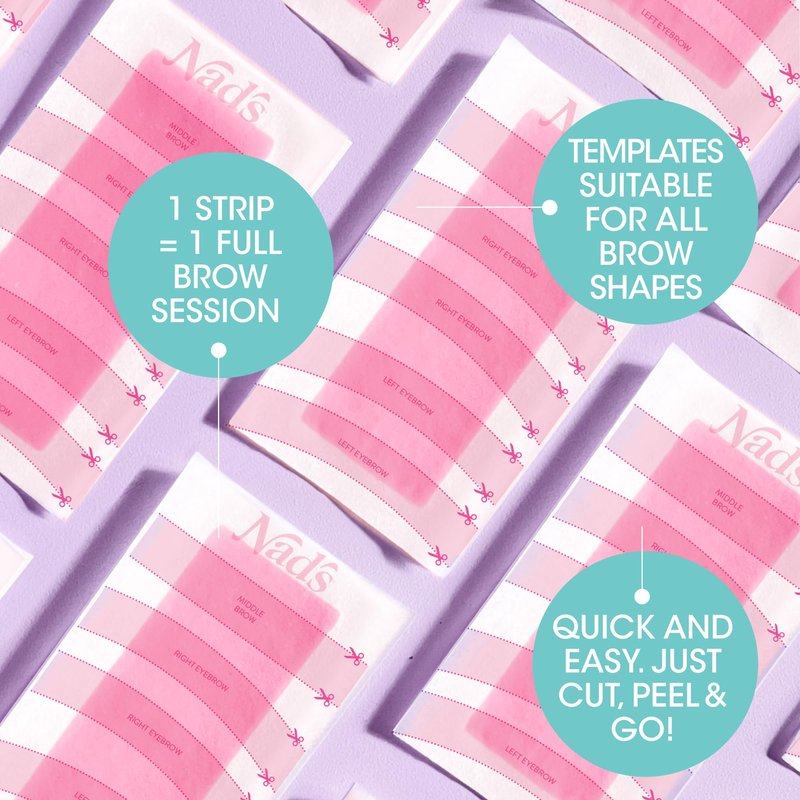 Nad's Eyebrow Wax Strips - Facial Hair Removal for Women - Eyebrow Wax Kit with 6 Eyebrow Waxing Strips + 6 Calming Oil Wipes + 2g Skin Protection Powder, 1 Count