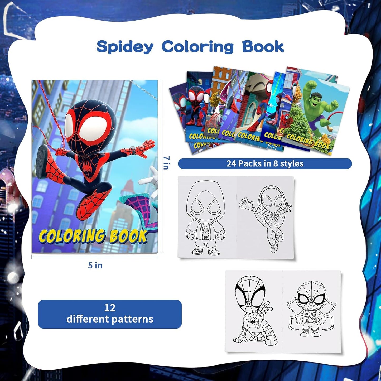 Spider-Man Coloring Books - 24 Pack Party Supplies | Perfect Birthday Gifts & Party Bag Fillers - 8 Designs Available