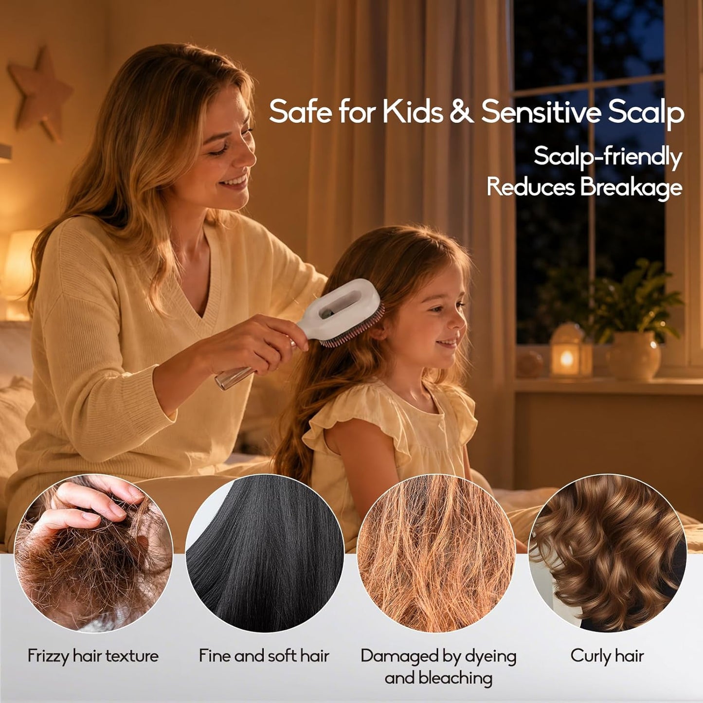 Smoothing Mist Brush - 2-in-1 Detangling Comb for Frizz & Static Control | Wet/Dry Styling, Khaki