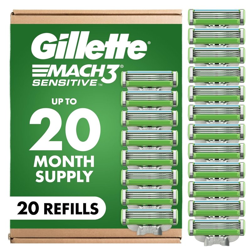 Gillette Mach3 Sensitive Men's Razor Blade Refills - 20 Count for a Smooth Shave