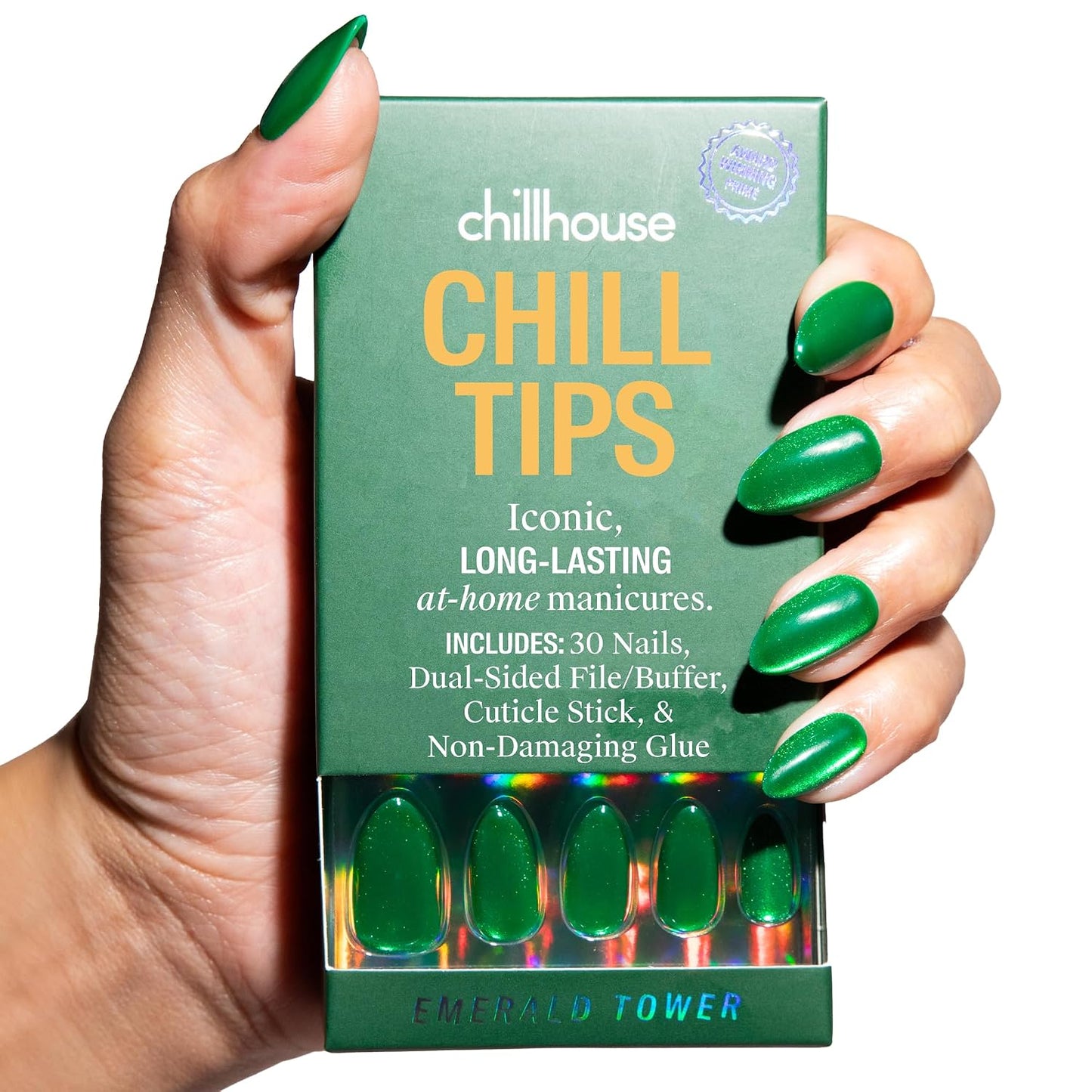 Chillhouse Press-On Nails Kit - Night Slip Almond | 30 Customizable Shapes & Sizes, Up to 2 Weeks Wear