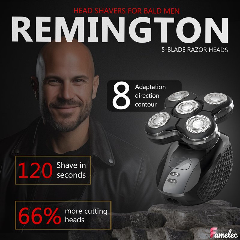 FAMELEC Shaver Replacment Heads for Remington Balder Pro Head Shaver XR7000, Electric Head Shavers for Bald Men Compatible with Remington Replacement Blades, Smooth Shaven Head in Under 2 Minutes