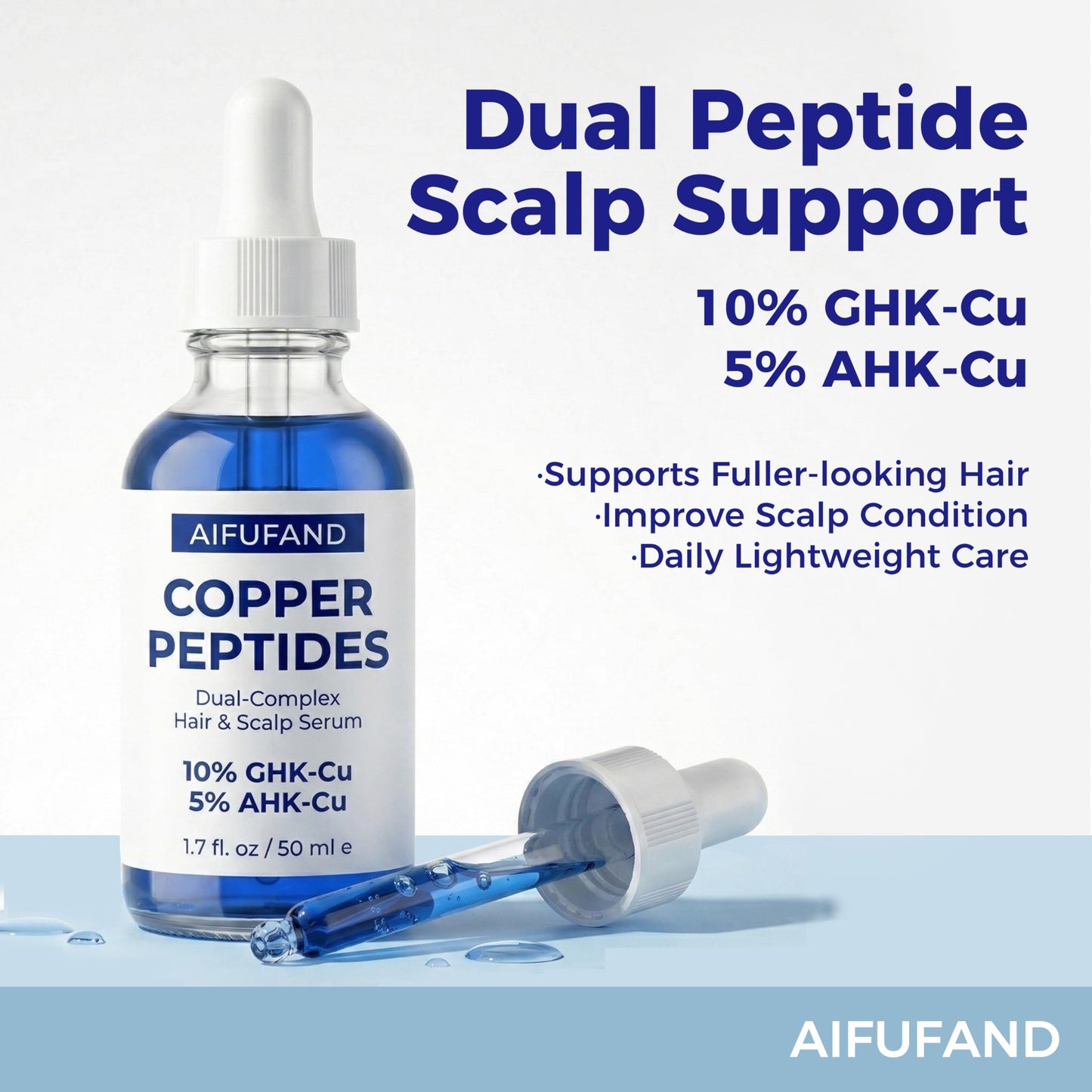 AIFUFAND GHK-Cu Copper Peptides Hair & Scalp Serum – Dual Peptide Complex with GHK-Cu & AHK-Cu, Lightweight Daily Scalp Care, Nourishing & Revitalizing Formula