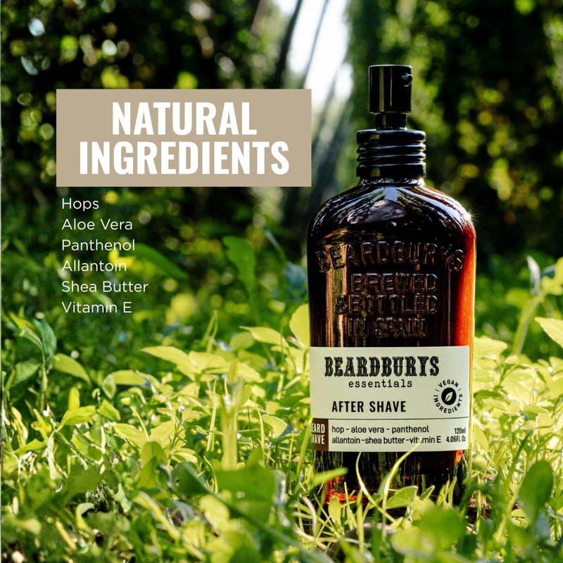 Beardburys Essentials | After Shave for Men, Soothes, refreshes and hydrates - Vitamin E, Shea Butter and Aloe, 100% Vegan - 4.06 Fl Oz