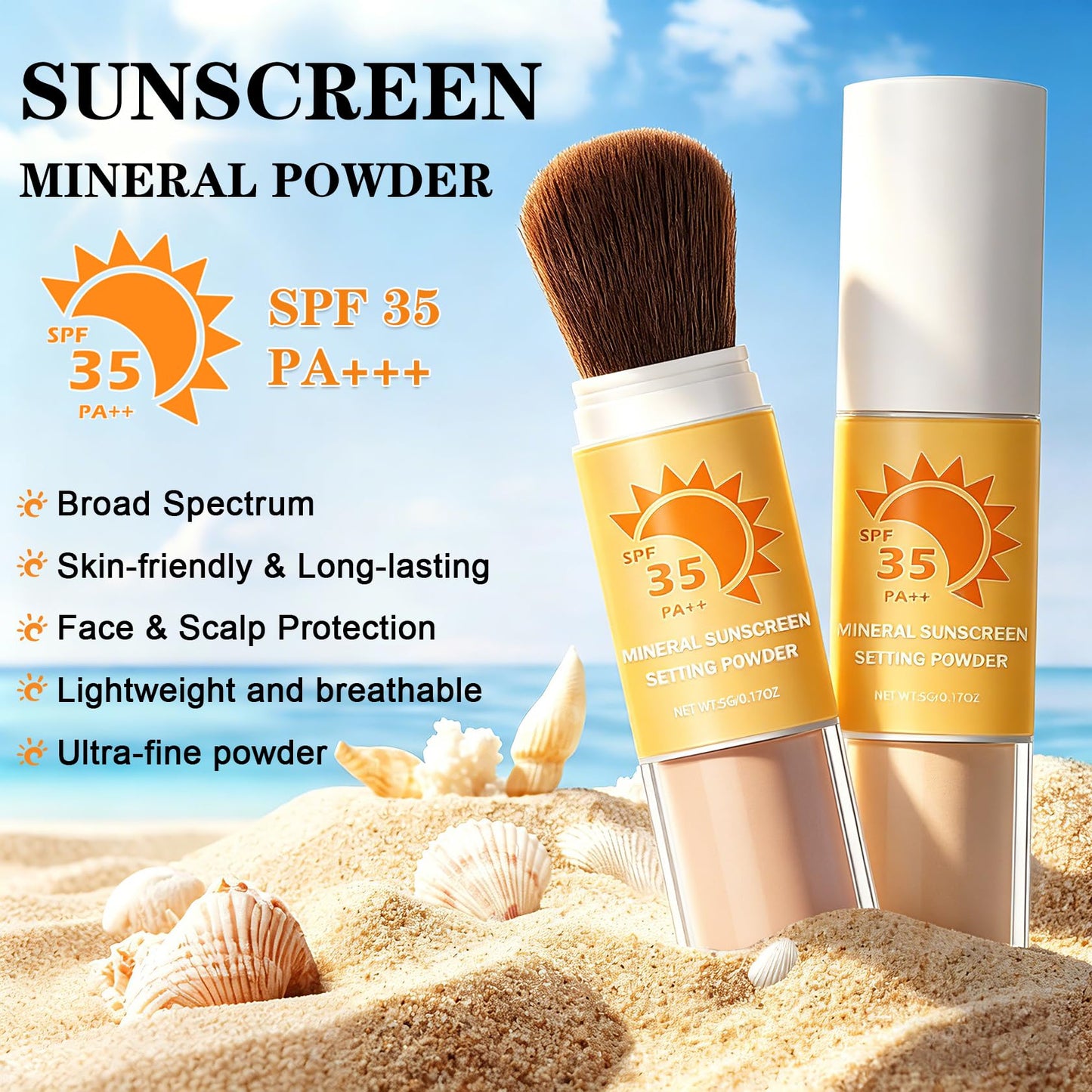 ROSAWEE Mineral Sunscreen Setting Powder for Face & Scalp, Medium