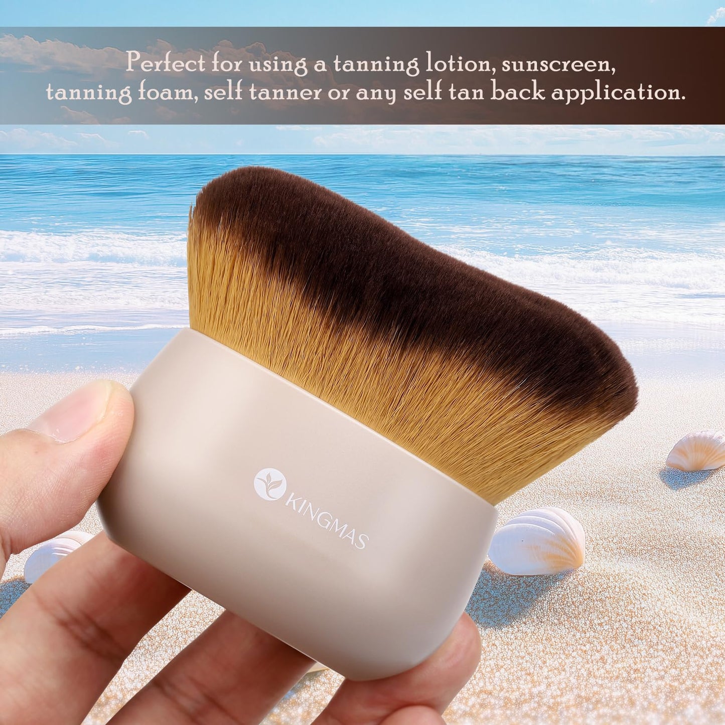 KINGMAS Extra Large Body Makeup Brush for Self Tanner, Leg Makeup & Bronzer Blend, 76mm Kabuki Brush, Oval Face & Back Makeup Brush, Wet & Dry Use